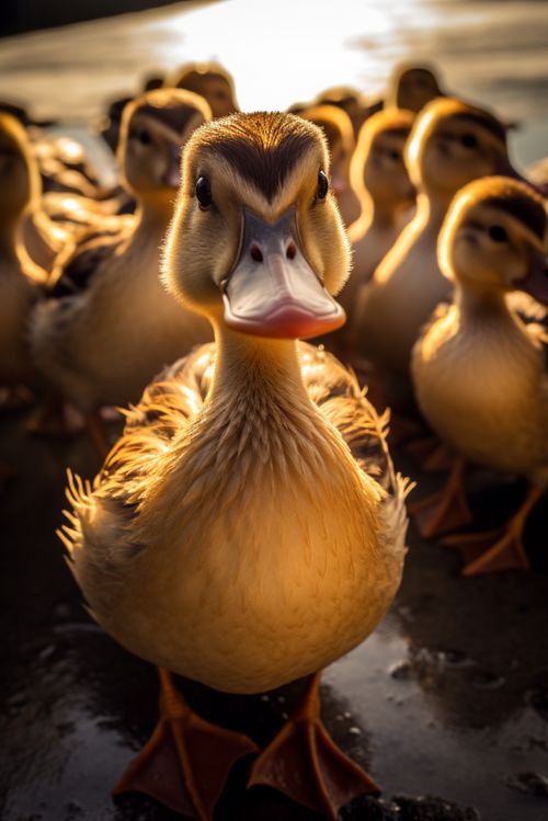 池塘邊一群散養(yǎng)鴨子家禽動物攝影圖 攝影